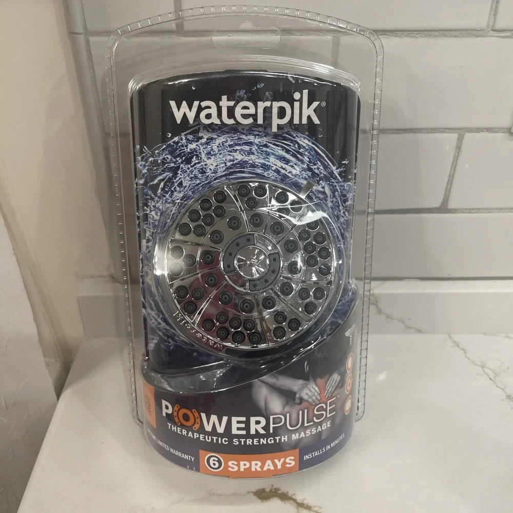 Waterpik PowerPulse Showerhead Massage 6 Sprays Therapeutic Wallmount New Sealed